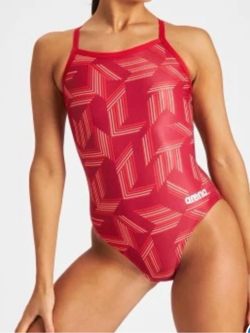 arena W Puzzled Challenge Back One Piece Red & Black US 40 NWT